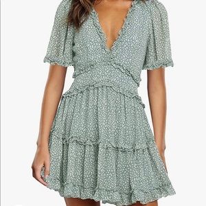 Short Sleeve Ruffle Layered Backless Swing Mini Dress - XL